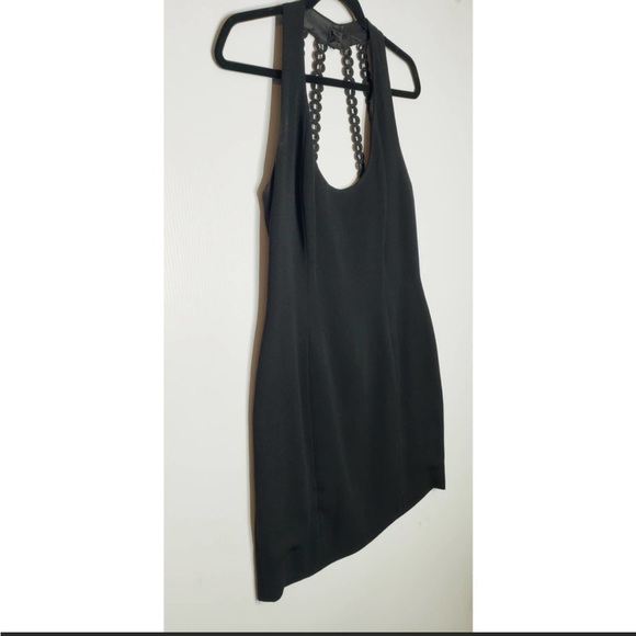 Vintage 90s Nicole Miller small 6 petite Black Scoop Neck Dress Halter cocktail - Picture 2 of 6